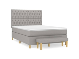 Cama com Molas e Colchão Tecido Cinzento Claro MAISON EXCLUSIVE (140x190 cm)