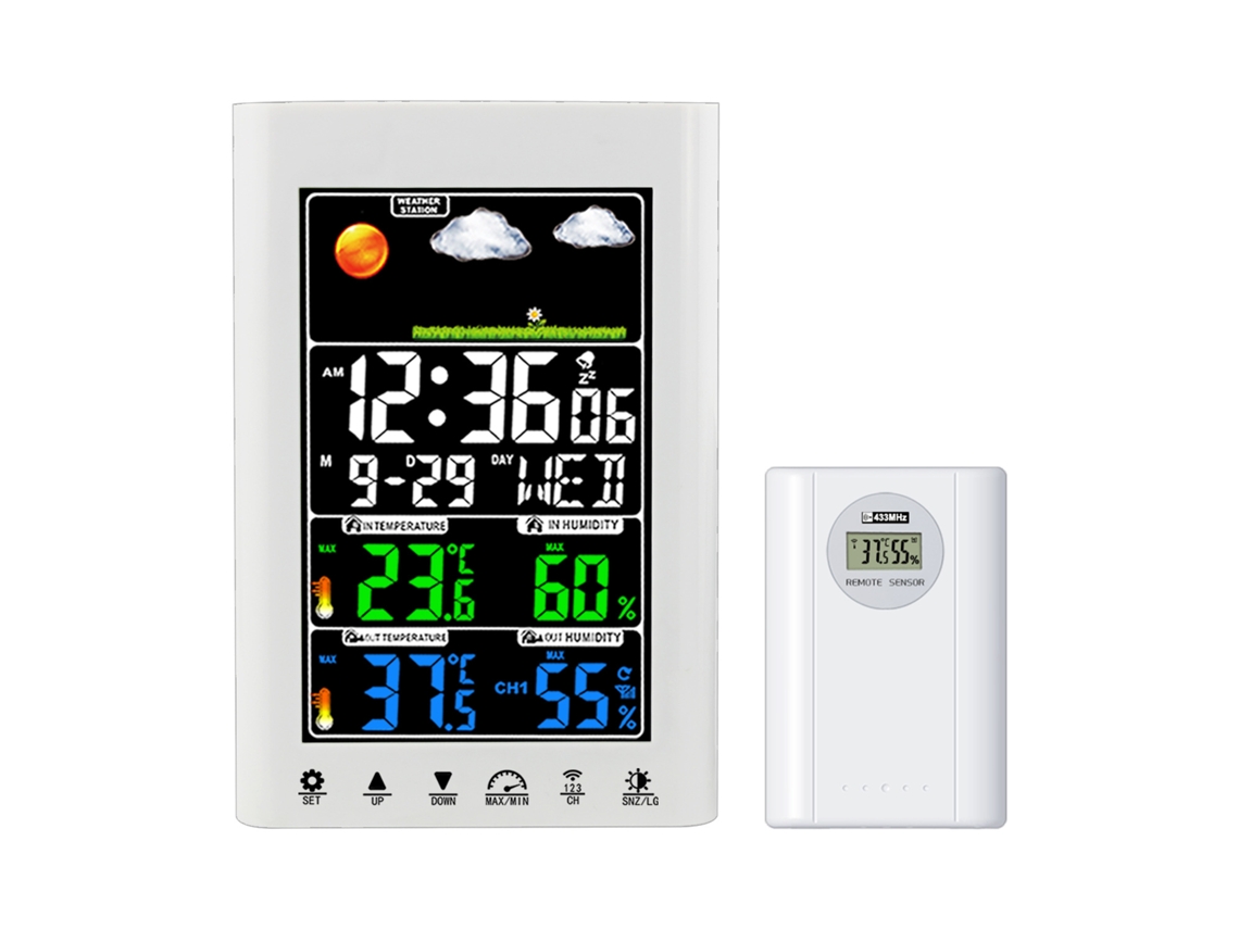 Temperatura, Humidade E Relógio Com Ecrã A Cores (lcd) — Branco