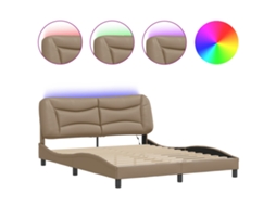 Bed Frame, Bed Frames Vidaxl Marrom Couro Artificial (160 X 200 Cm)