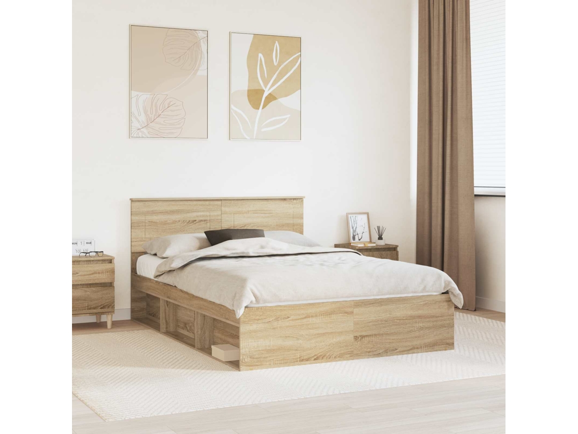 Vidaxl Estrutura Da Cama Sonoma 160 X 200 Cm Derivados De Madeira
