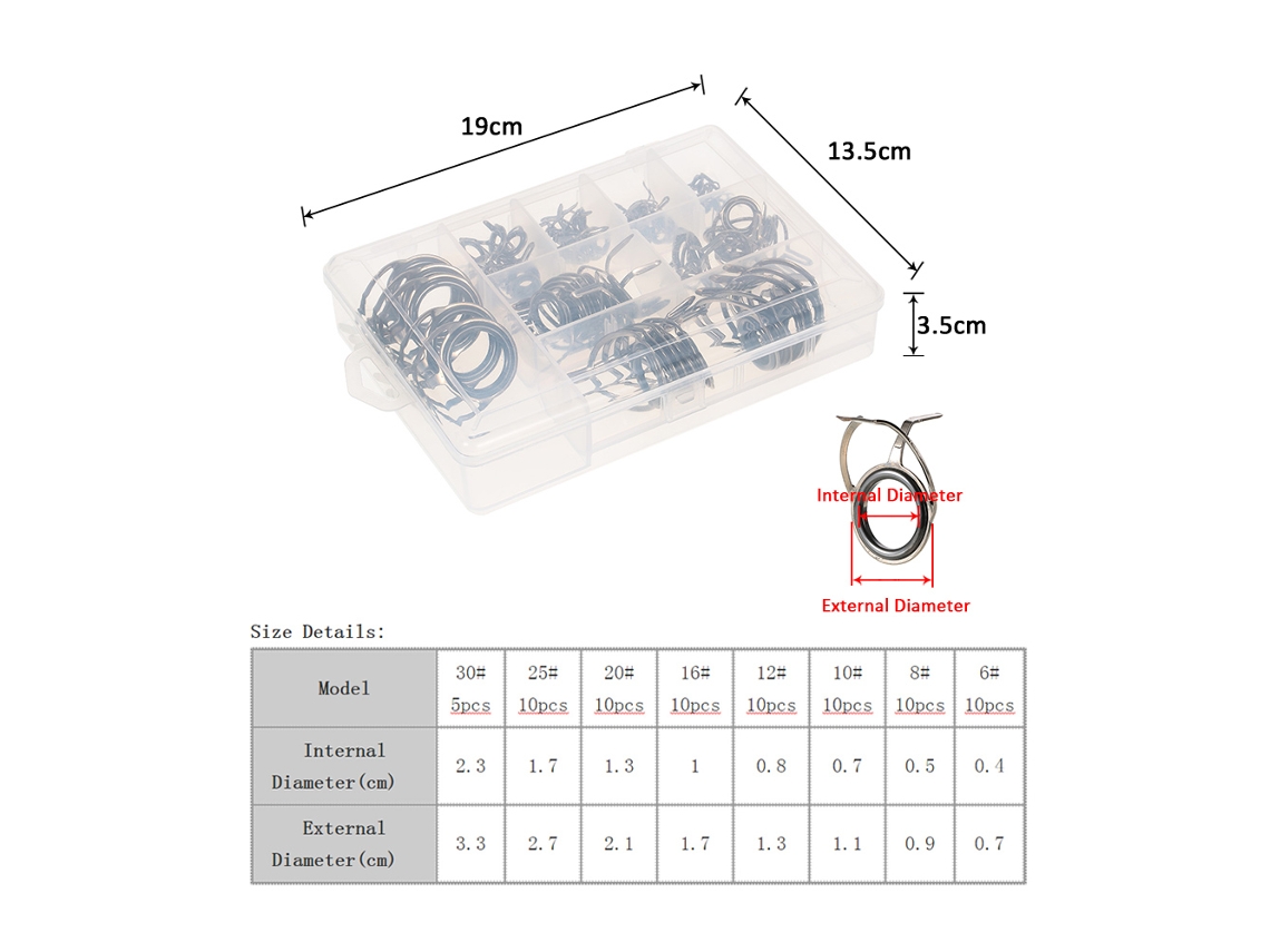 Kit De Reparo E Guia Para Vara De Pesca Lixada 75pcs Aço Inoxidável Com Argolas Cerâmicas Para Água Doce E Salgada