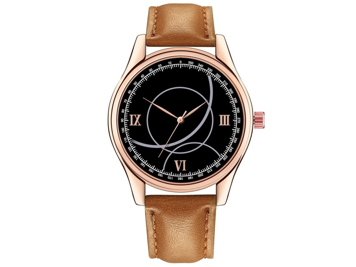 Relógio de pulso feminino casual e elegante em aço inoxidável, quartzo, marrom claro e preto.