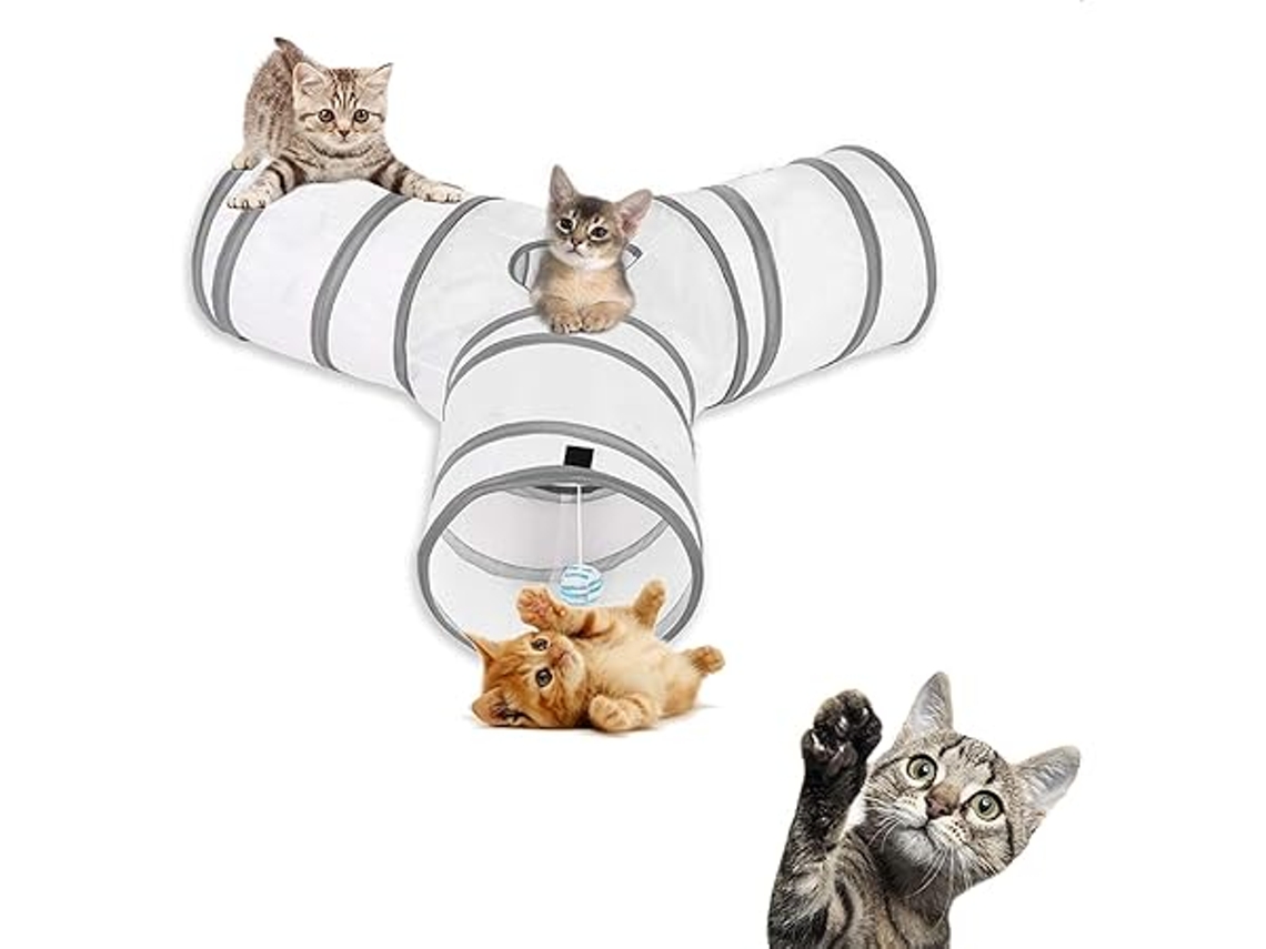 Tunnel de Brincar para Gatos e Gatinhos Dobrável com Três Passagens, Adequado Cachorros Coelhos, Ergonômico, Uso Diário STELASPLEN