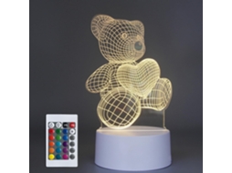 Luminária De Mesa Ursinho Carinhoso Com Ilusão 3d, Acrílico 3d Led E