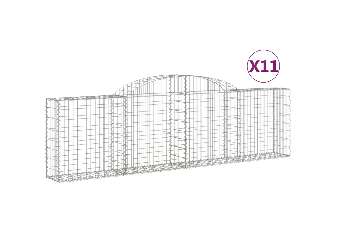 Gabion Basket, Gabion Baskets Vidaxl Prateado Ferro (300 X 30 X 80/100 Cm)