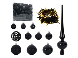 Conjunto 120 Enfeites De Natal Vidaxl Preto Plástico (ø 6 Cm)