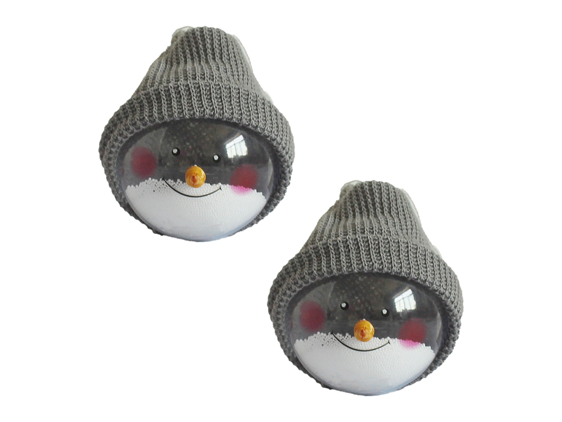 2 Peças de Bolas de Boneco de Neve de Plástico Transparente Bolas de Natal Cinza AURUM
