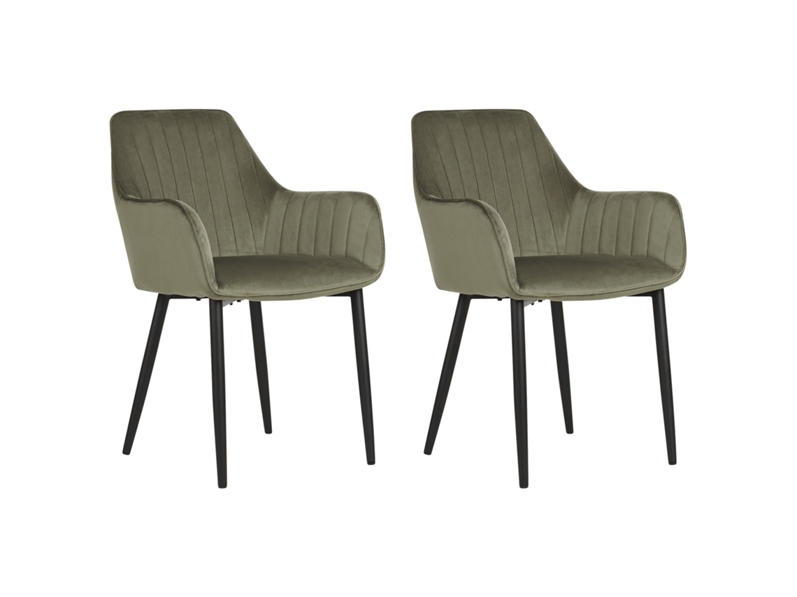 Cadeiras De Refeição De Estilo Tradicional BELIANI Wellston De Veludo Verde-oliva 60x61x84