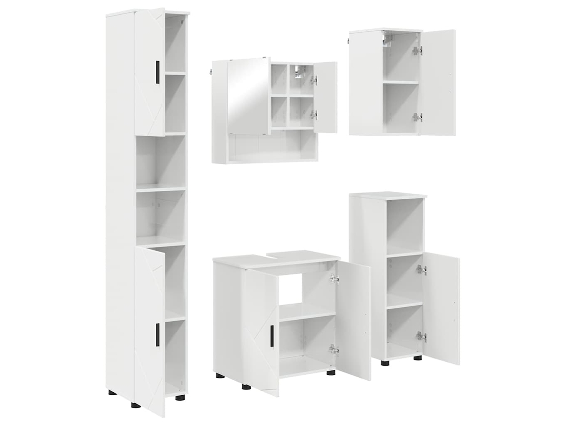 Conjunto de Móveis para Banheiro 5 Pcs Branco Brilhante MAISON EXCLUSIVE