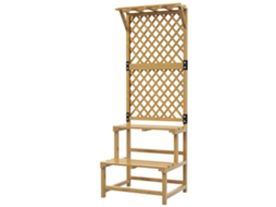 Suporte Para Plantas De Madeira Com Treliça Para Vasos De 2 Níveis Para Jardim Pátio 60x50x166 Cm