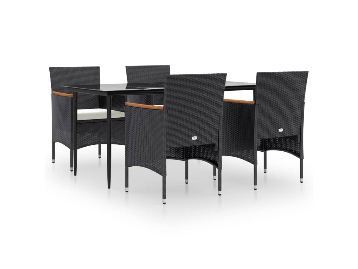 Garden Dining Set, Garden Dining Sets Vidaxl Preto Rattan / Vime (mesa Com 160 Cm De Comprimento)