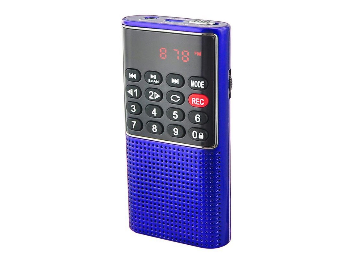 (azul) Mini Rádio Fm Portátil, Gravador De Fita E Bateria Recarregável De Longa Duração.
