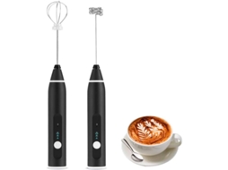 Batidora Eléctrica De Leche 2 En 1 Con Varilla De Acero Inoxidable, 3 Velocidades Y Recargable Usb Negro