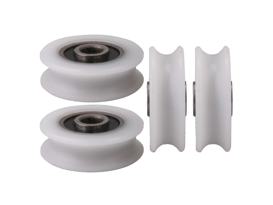 Rebe 4 Rodas de Polia de Nylon com Ranura U, Diâmetro Interno 4mm, para Portas Deslizantes, 4x20x6.5x7.4mm, Cor Branca