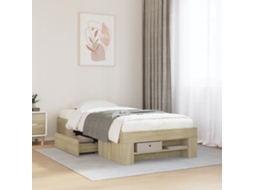 Vidaxl Estrutura Cama S/ Colchão Derivados De Madeira Carvalho Sonoma