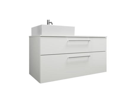Lavatórios de Bancada em Cerâmica BURGBAD Eqio Incluindo Móvel com 4 Gavetas Largura 1400 Mm Sgur140 Cor: Marone Decor Truffle / Marone Decor