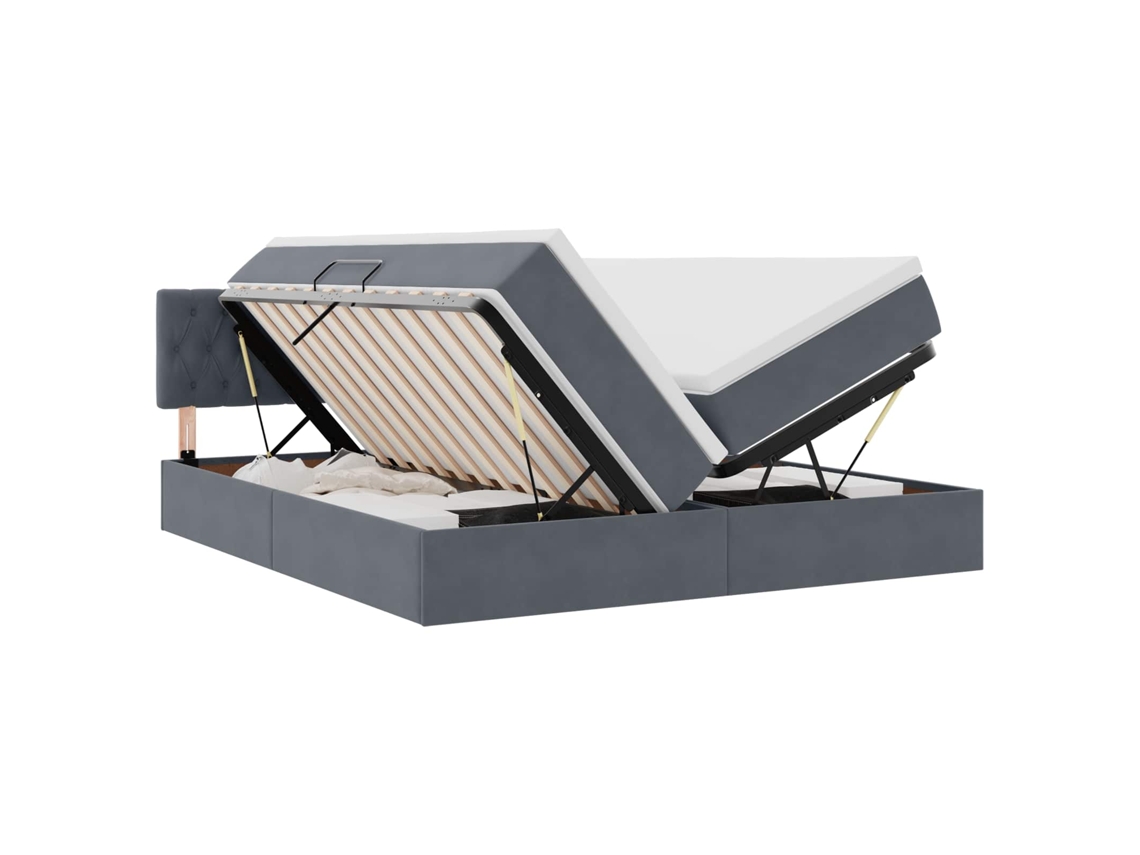 Cama de Armazenamento Led com Colchão Cinzento escuro MAISON EXCLUSIVE