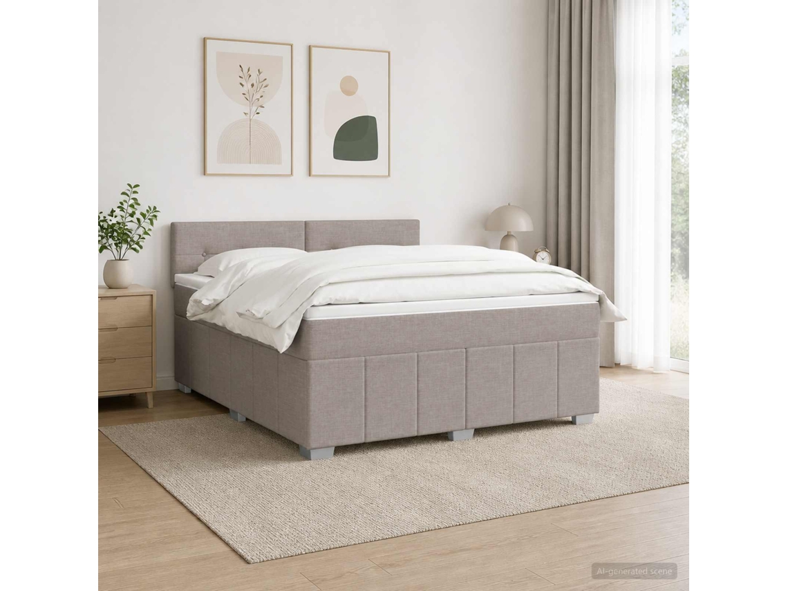 Vidaxl Cama Box Com Led E Colchão Cinzento-acastanhado 180 X 200 Cm