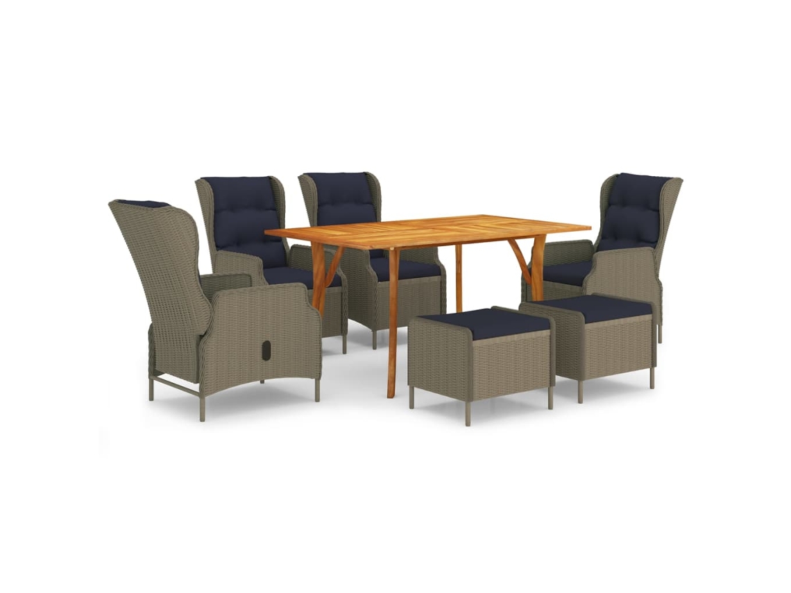 Vidaxl 7 Pcs Conjunto De Jantar De Jardim Castanho