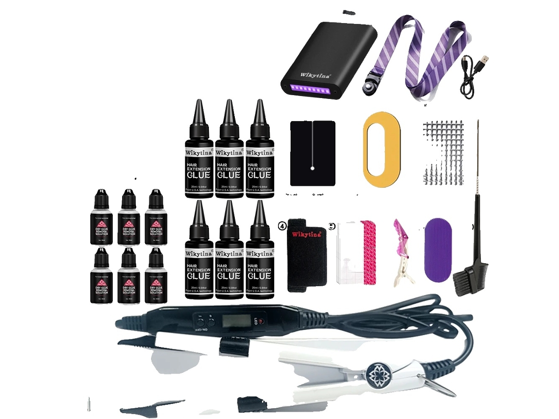 Kit De Extensões De Cabelo, Ferramentas Profissionais, Materiais Não Tóxicos, Conjunto De Luz Uv Nº 3