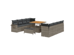 Conjunto De Móveis De Jardim Vidaxl Cinzento Vime Pe (100 X 100 X 71 Cm)