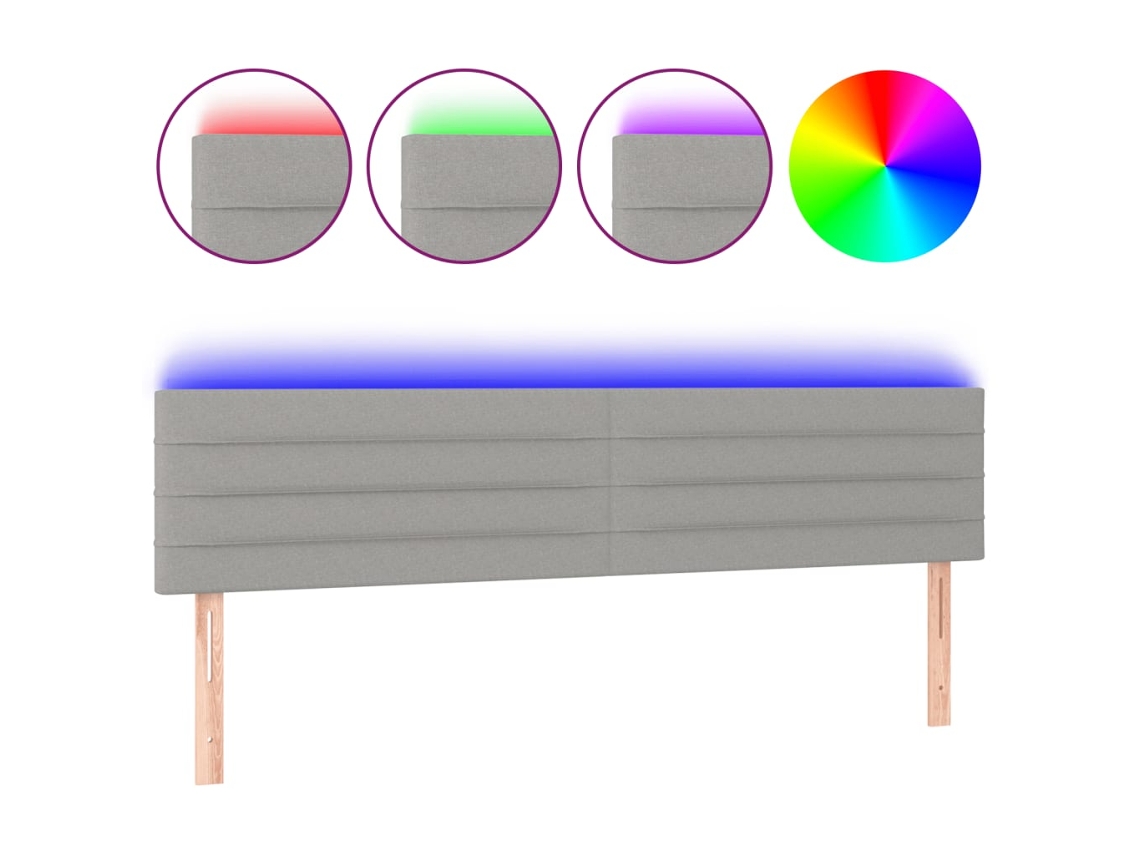 Led Headboard, Led Headboards Vidaxl Cinzeto Tecido (200 X 5 X 78/88 Cm)