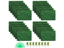 Grama Artificial Verde de 24 Peças 61 X 40,6 Cm, Painel Buxo Hera Alta Densidade Resistente a Uv e 100% Pe, Plantas Artificiais Decorativas para
