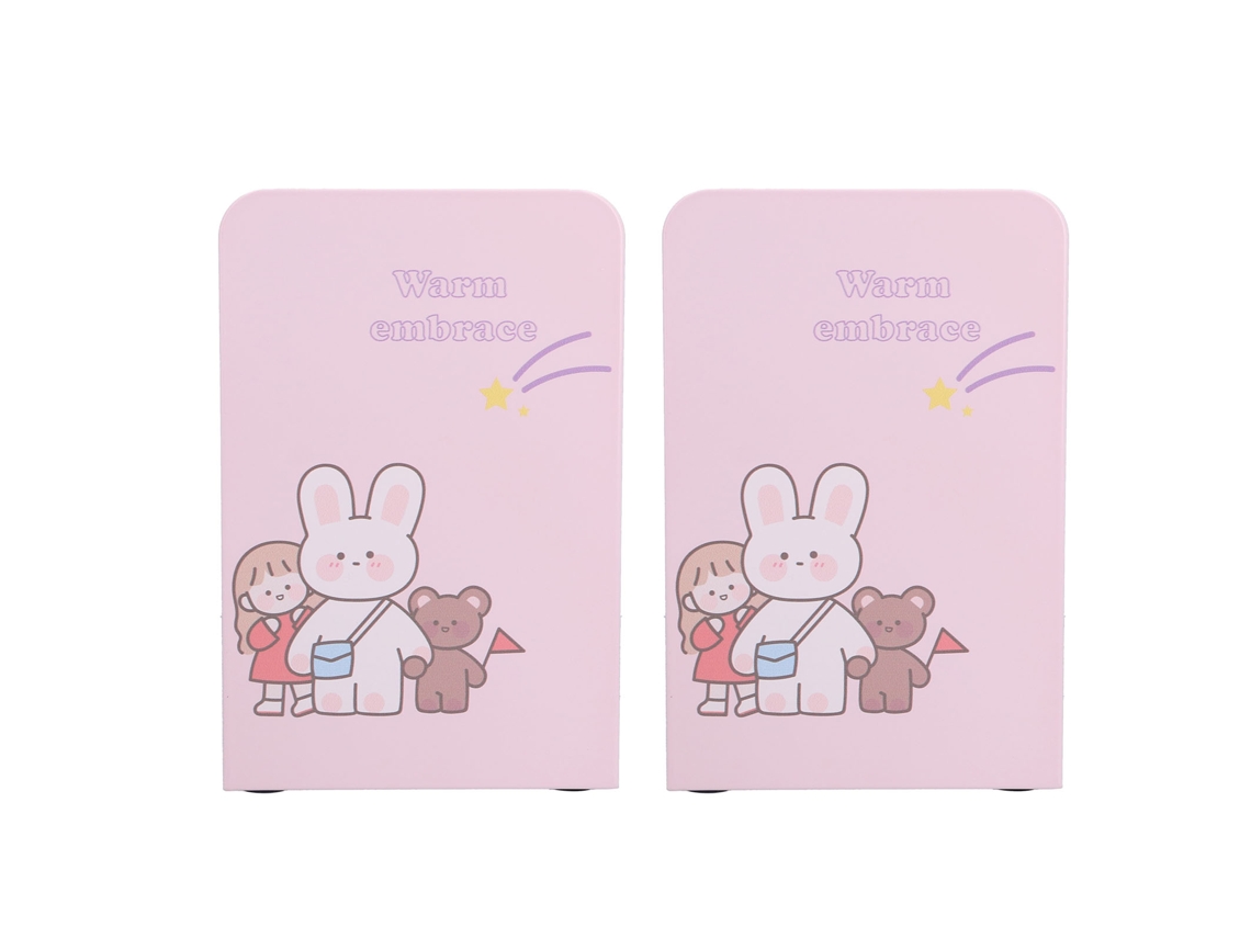peças de suportes de metal antiderrapantes para livros, duráveis, para casa e escola, rosa 10