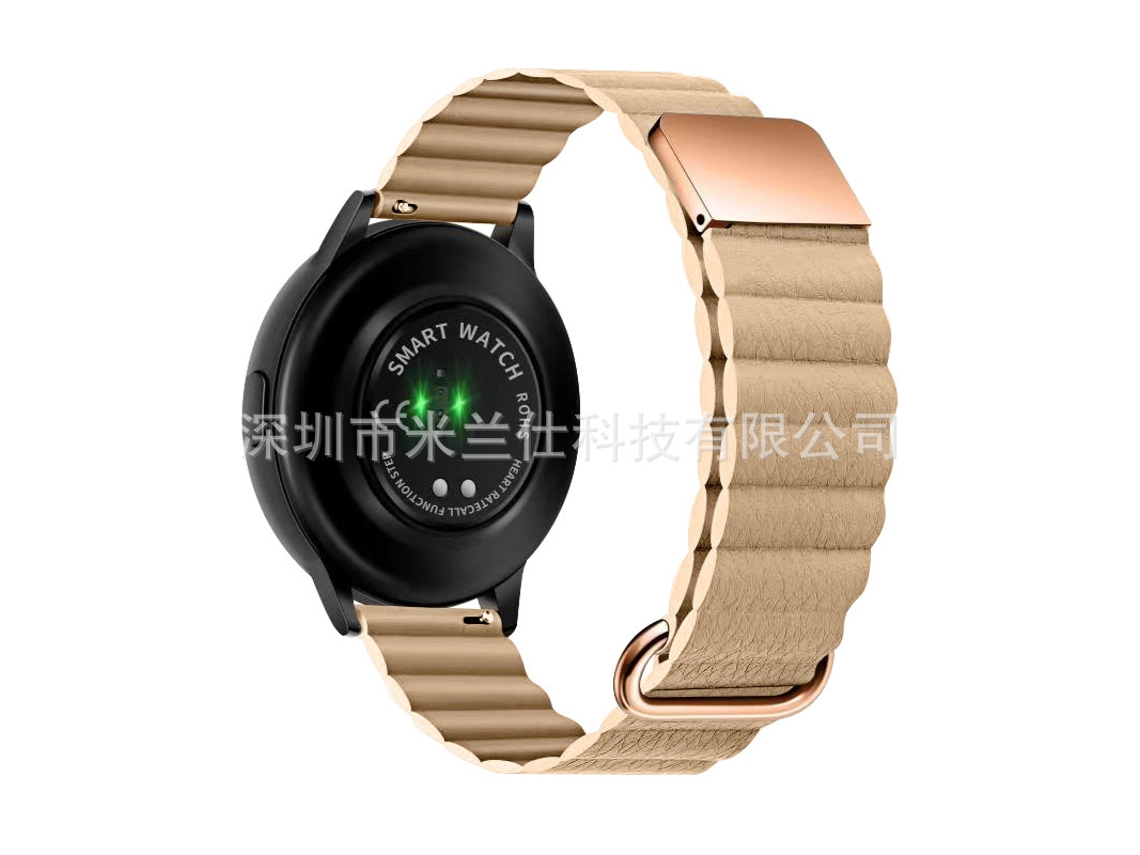 Pulseira De Couro Genuíno Com Fecho Magnético Reverso Para Samsung Galaxy Watch 4cor De Pele 18mm Yunzii (com 2 Pinos De Mola)