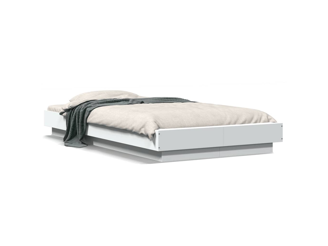 Estrutura de Cama com Luzes Led MAISON EXCLUSIVE Derivados Madeira Branco 75x190 cm