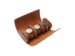 Estojo de Viagem para Relógios 3 Compartimentos Case Organizer de Couro Pu Portátil