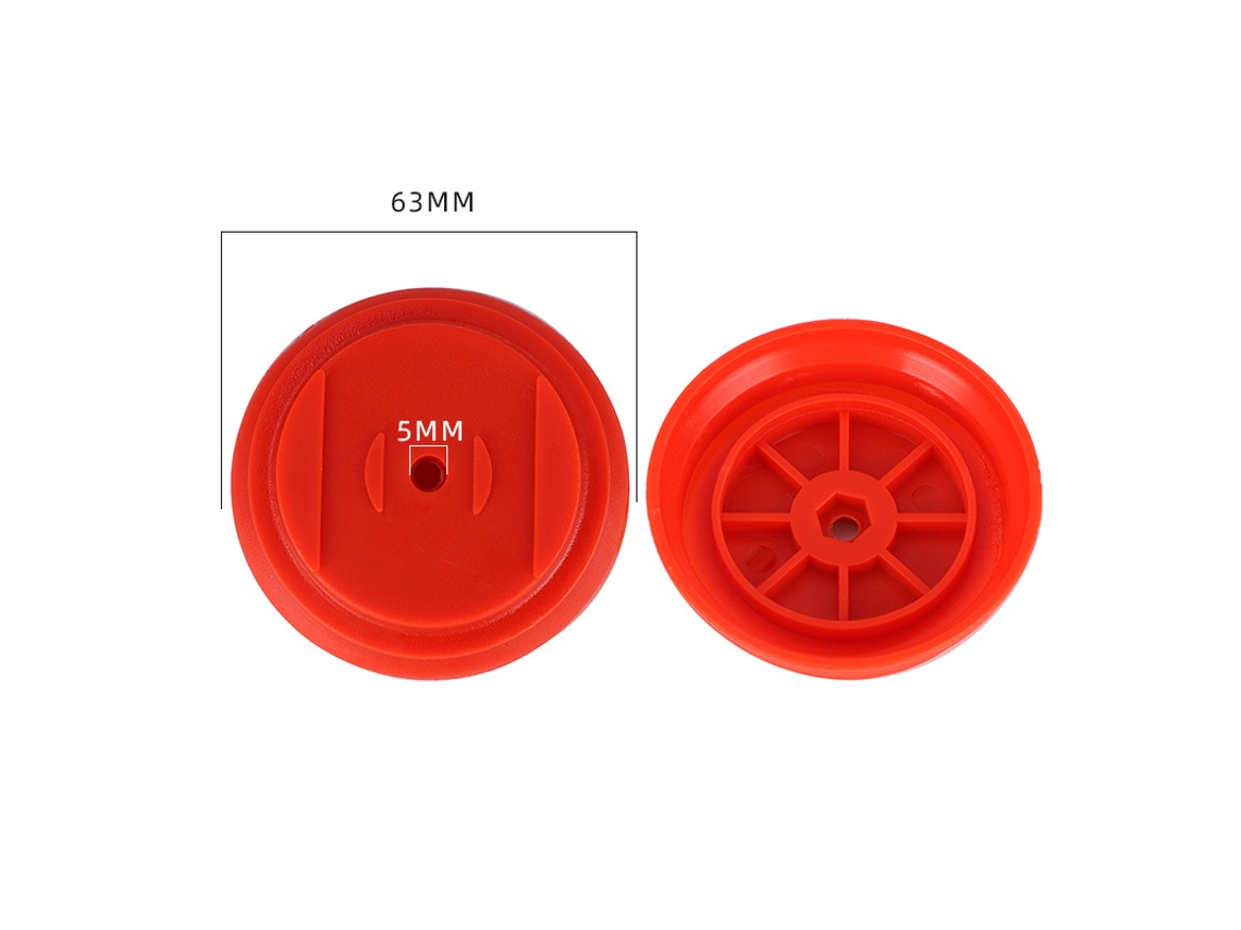 Kit 2 Tampas De Reposição Para Carretel De Aparador, 63mm Diâmetro, Furo De 5mm, Cor Vermelha