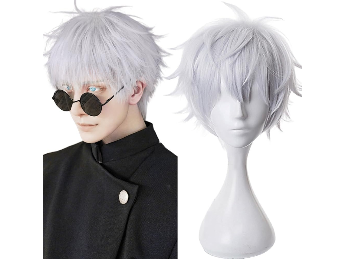 Peruca De Cosplay Satoru Gojo | Cabelo Curto Prateado, Estilo Anime Para Fãs De Jujutsu Kaisen