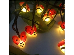 Luzes de jardim solar, luzes de corda com joaninhas 6,5m 30led impermeáveis para jardim e festas ao ar livre | S/MARCA
