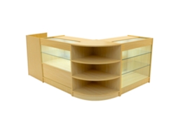 Conjunto De Balces Comerciais Theia | Cor Maple | Lm60 K900 C900 Tb60 | Mdf E Vidro Temperado | Prateleiras E Monstershop