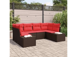 Vidaxl Conjunto De Sofá De Jardim 6 Unid. Castanho Vime Pe