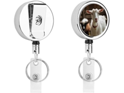 Porta Crachá Em Formato De Cabra, Compacto E Leve, Retrátil, Em Metal, Com Clipe E Chaveiro Ideal Enfermeiros