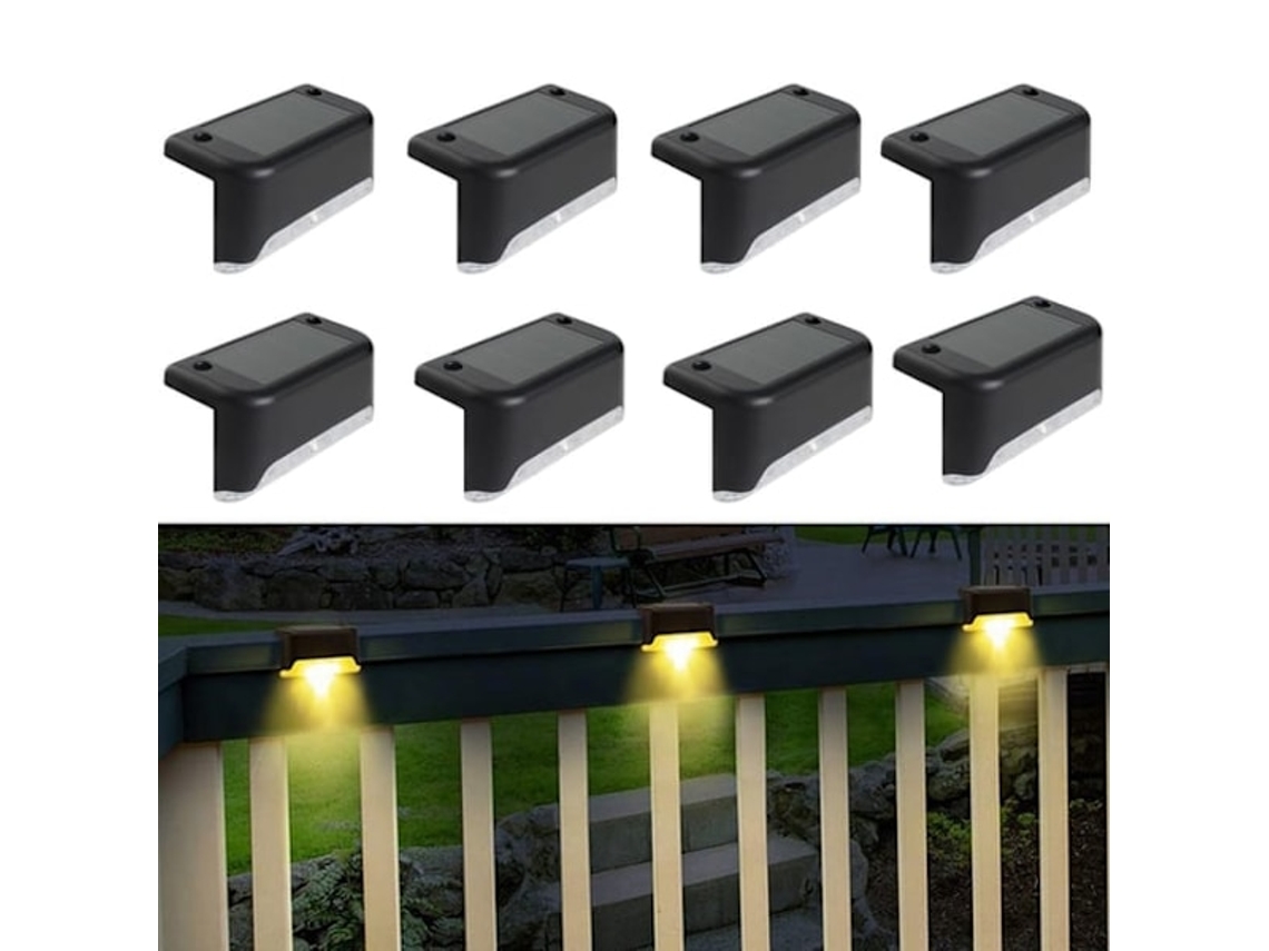 Kit com 8 Luminária Solar cerca e escadas exteriores AQUAFORGE