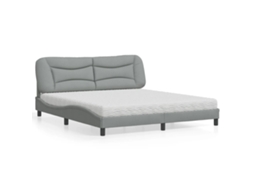 Vidaxl Cama Com Colchão Hvar 180x200 Cm Tecido Cinzento-claro