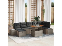 Vidaxl Conjunto De Sofá De Jardim 8 Unid. Cinzeto Vime Pe