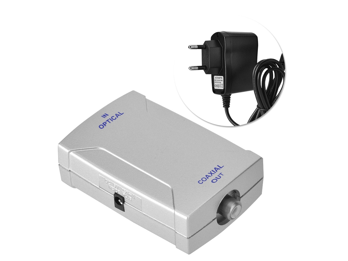 Conversor De Áudio Digital Toslink Óptico Para Coaxial Para Home Theater Dts Dolby Prata