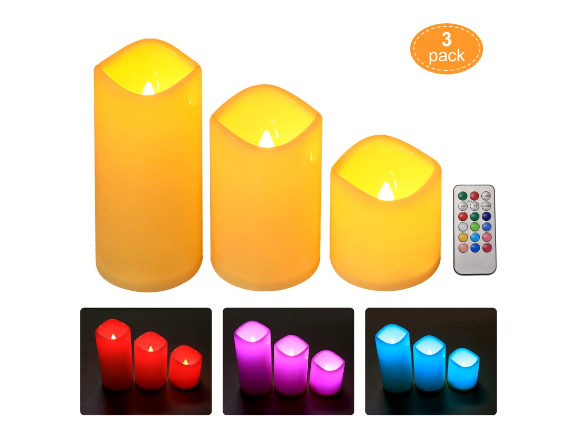 Rebe-3 Peças/conjunto Velas Led Sem Chama Com Controle Remoto Luzes De Noite Baterias Velas De Chá Decoração Aniversário Casamento