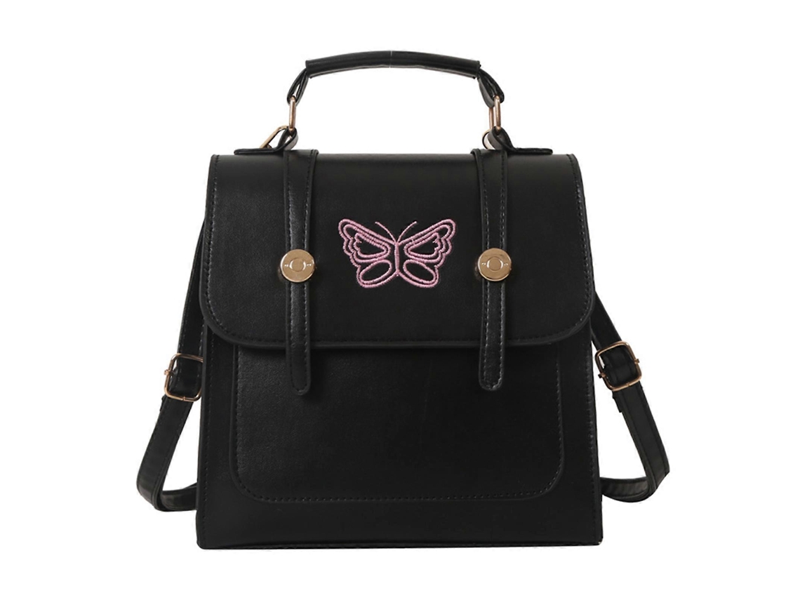 Mochila De Viagem Com Bordado De Borboleta, Mochila Escolar/universitária De Grande Capacidade Para Adolescentes, Preta.