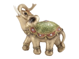 Estátua de Elefante Feng Shui Verde Decorativa com Sorte
