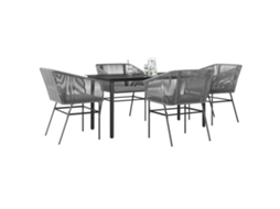 Vidaxl Conjunto Jantar Jardim 5 Peças Almofadas Vidro Vime Cinzento Pe