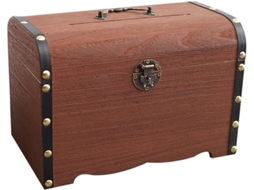 Caixa De Madeira Retrô Para Dinheiro Design Vintage Baú Do Tesouro Crianças E Adultos, Perfeita Como Cofrinho Guardar Tesouros. Aquaforge