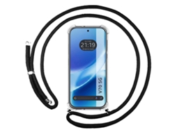 Capa Tumundosmartphone Transparente Para Vivo V70 5g Com Correia Preto