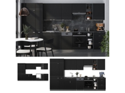 Cozinha Fame-line, 355cm Sem Pt, Preto Listrado/antracite, Antracite, Vicco