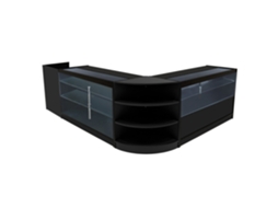 Conjunto De Balces Comerciais Theia | Preto | Lm60 K1500 C1500 Tb60 | Mdf E Vidro Temperado | Prateleiras E Monstershop