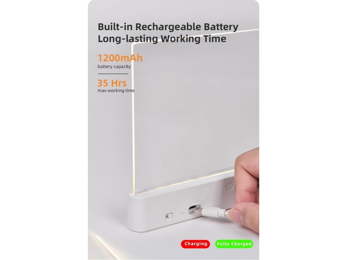 Led Inteligente De 1200mah Com 3 Cores E Brilho, Com Clipe